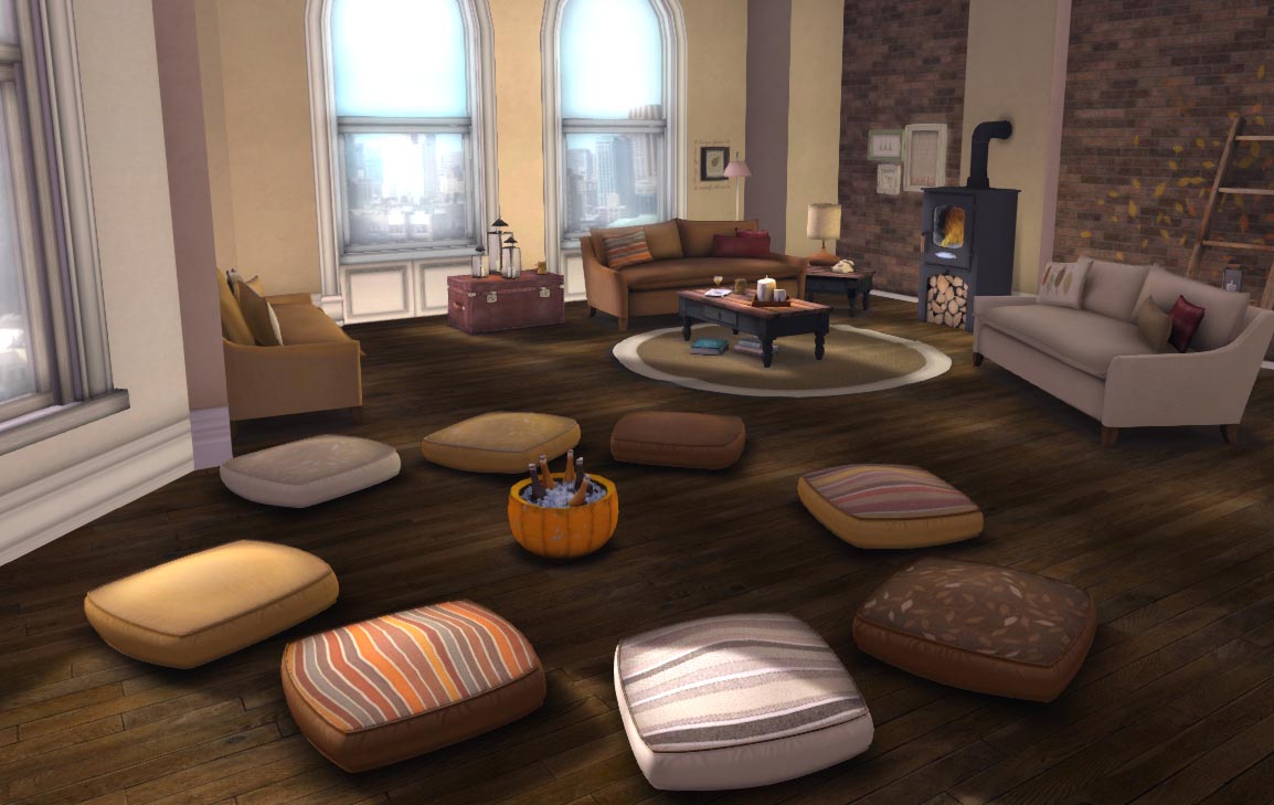 floor pillows in living room