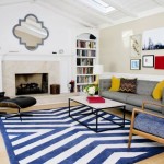 Blue and White Striped Rug