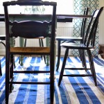 Blue and White Striped Rug 8x10