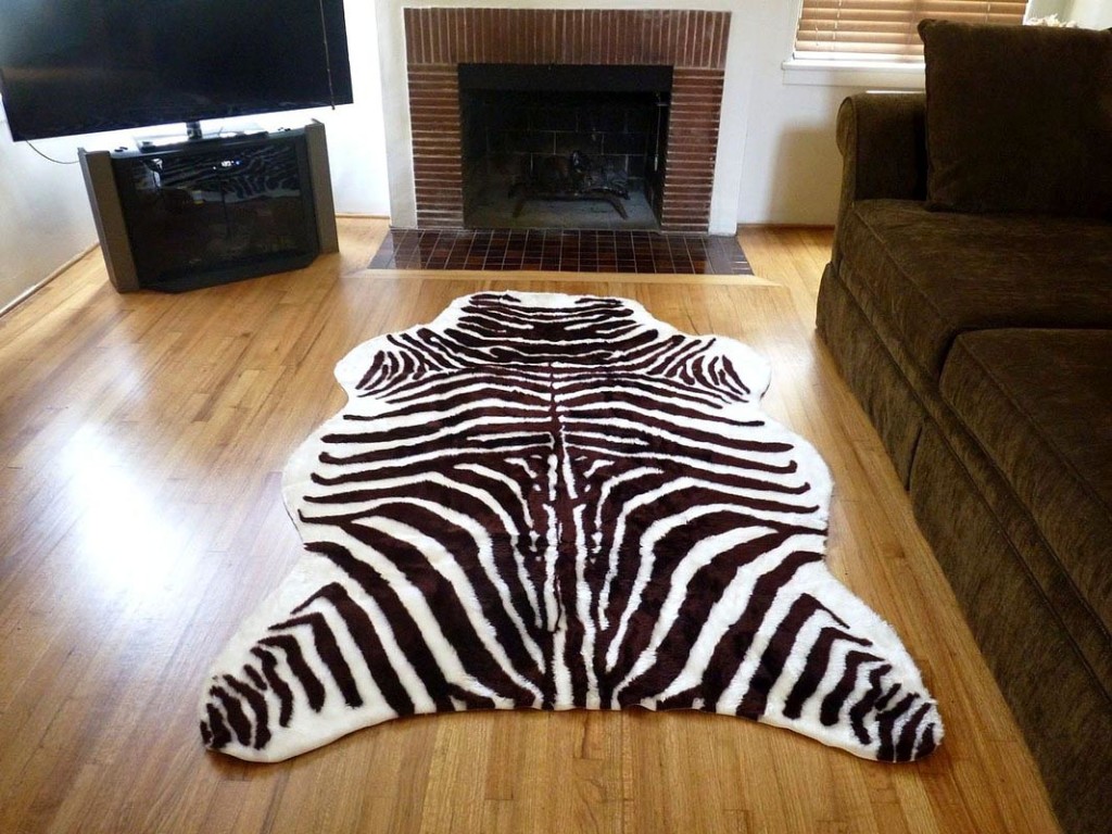 Faux Zebra Cowhide Rug