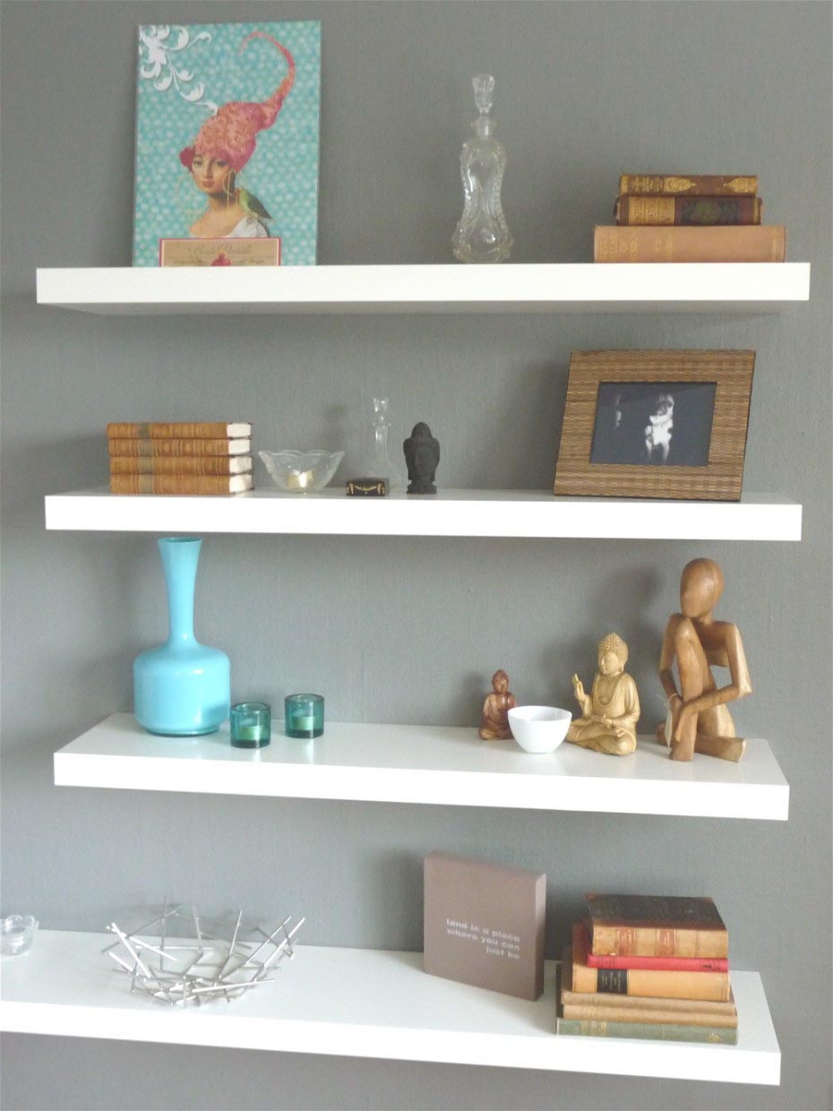 Floating White Wall Shelves