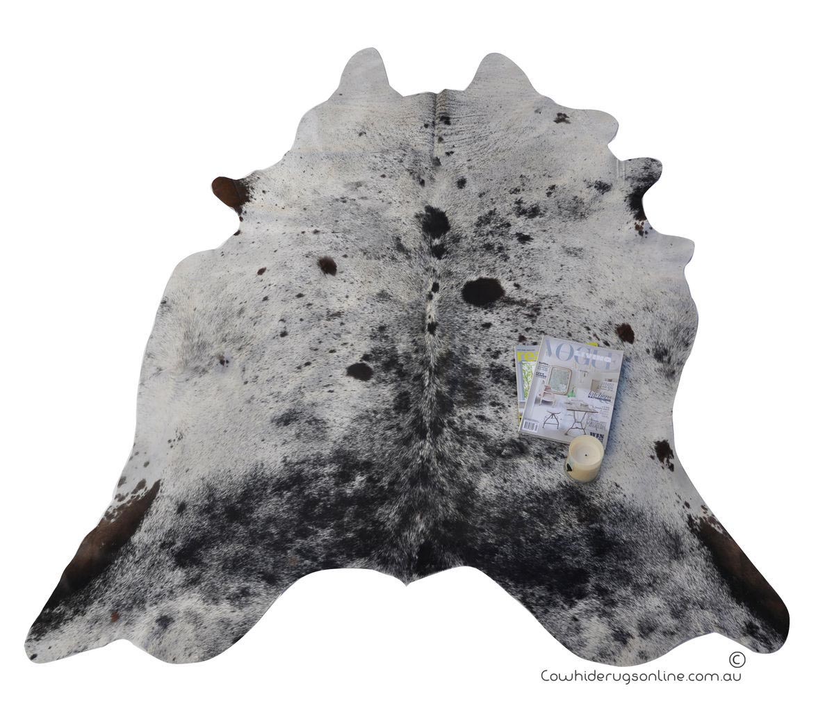 Grey and White Cowhide Rug