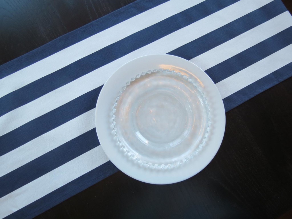 Navy and White Striped Rug Runner