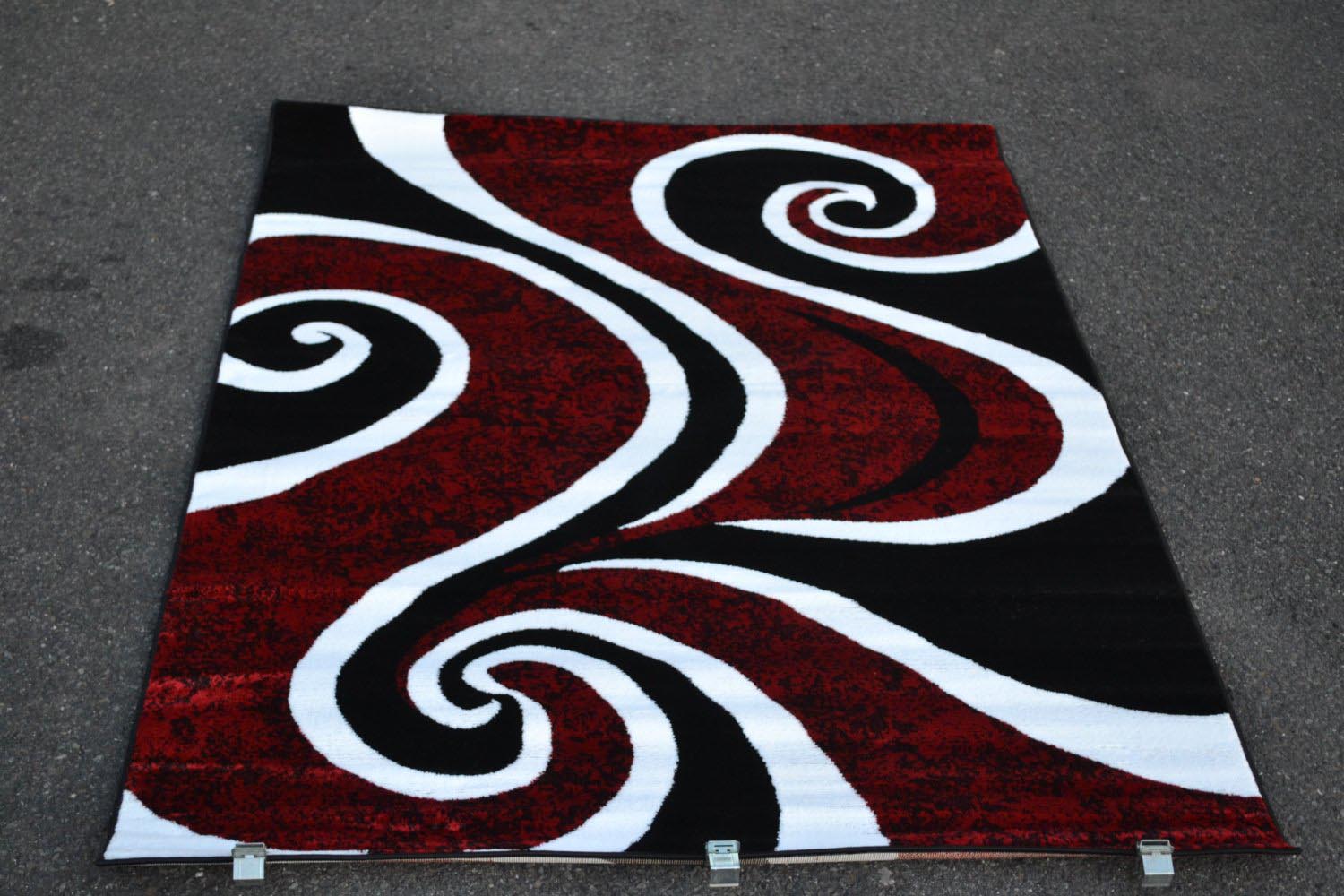 Red Black and White Rug