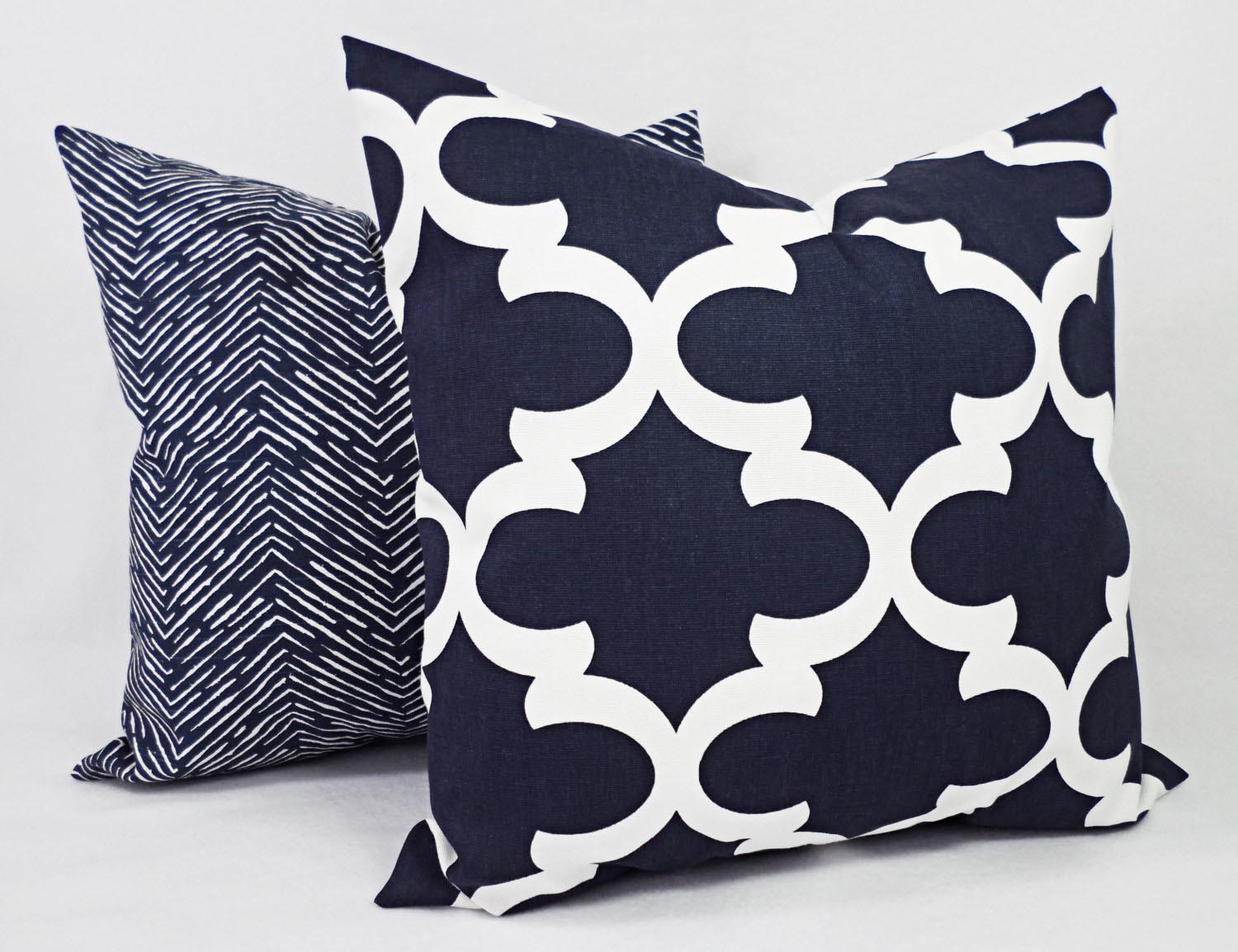 Navy Blue and White Decorative Pillows