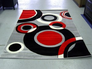 Red Black and White Area Rug