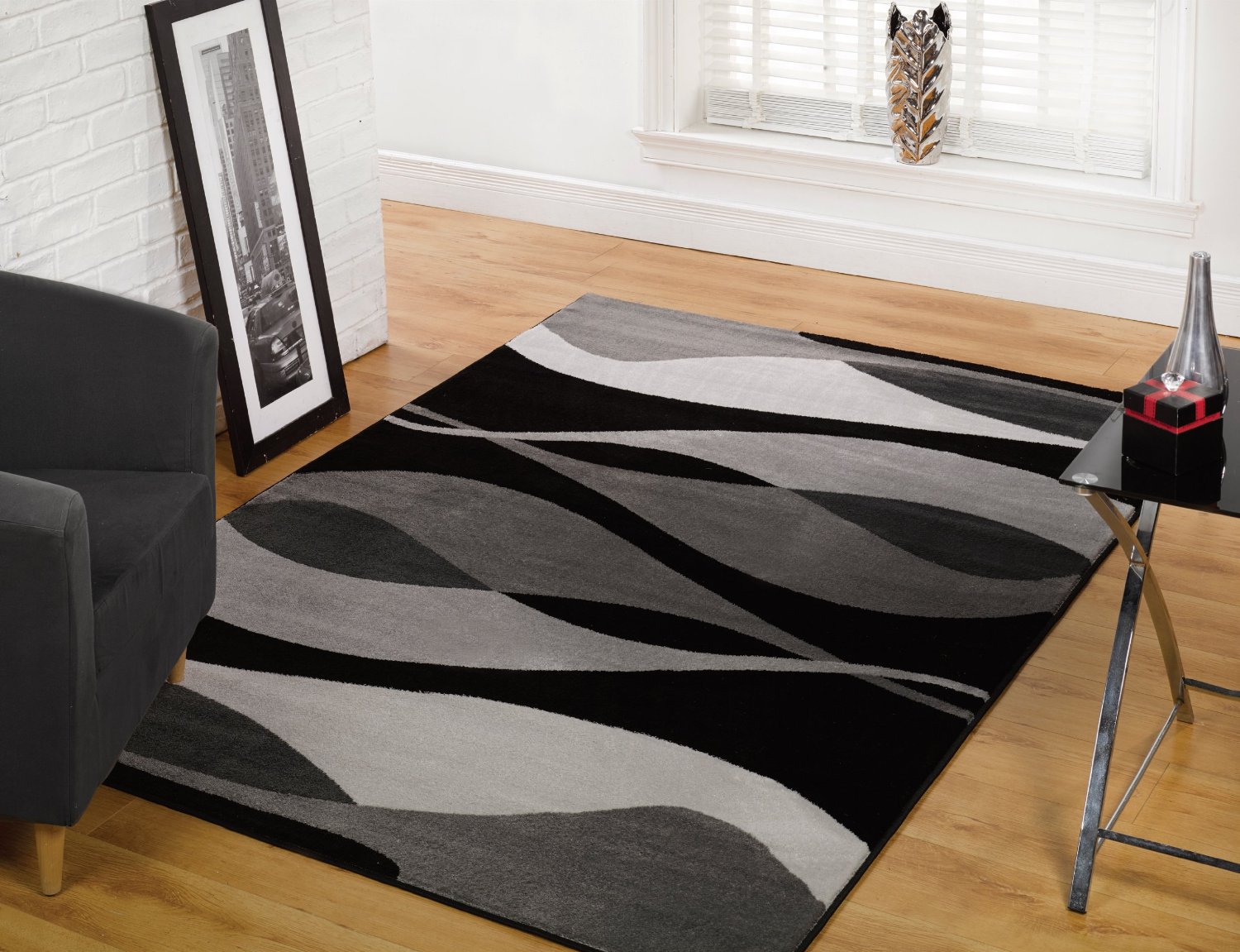 White and Black Area Rug